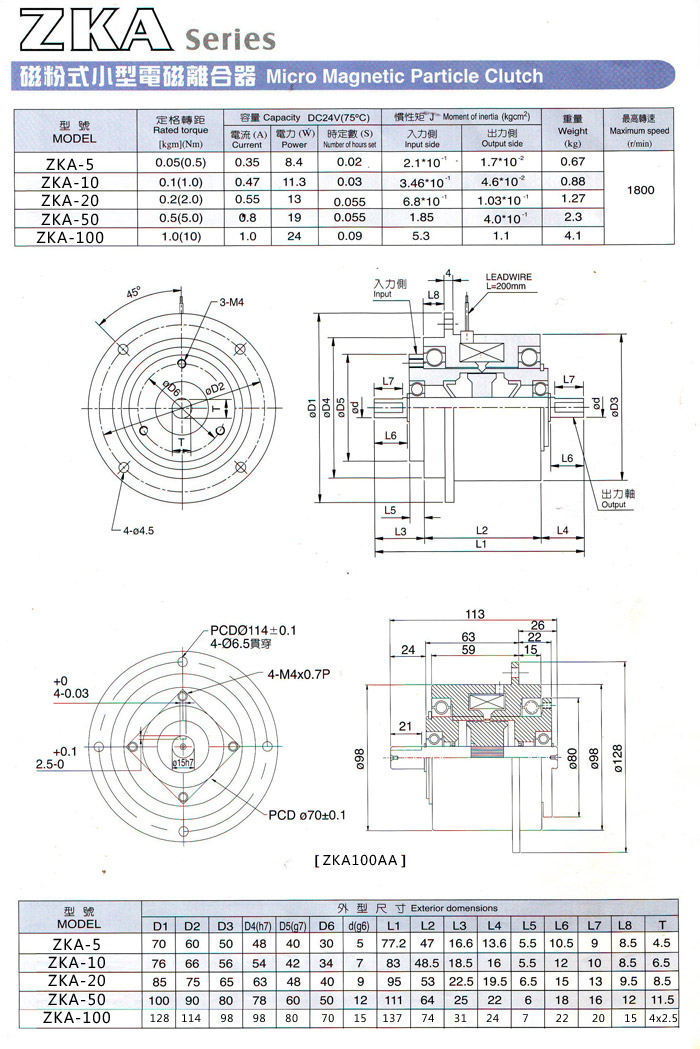 ZKA微小型磁粉離合器